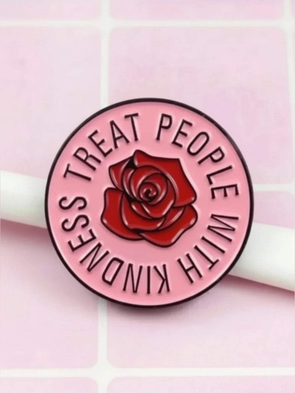 Kindness Matters Pink Rose Enamel Pin Cute Gift Motivational